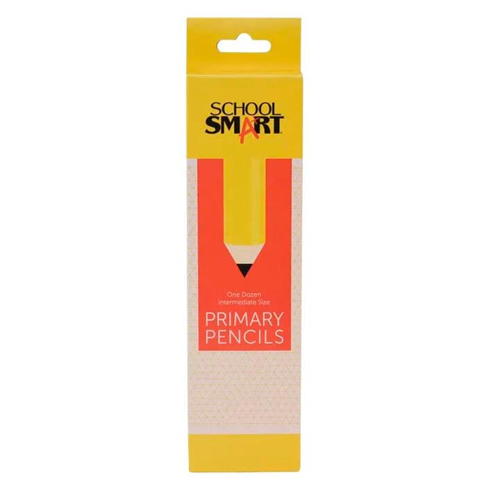 School Smart Primary Pencils, No 2 Thick Tips, Yellow, Pack of 12 089787